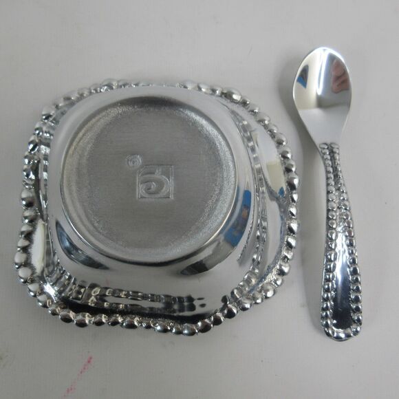 Beatriz Ball Handmade Pearl Nova Small Metallic Serving Bowl 5.5" w/ Spoon Bag - Picture 5 of 5